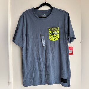 Nike Gray Tee with Vibrant Yellow Graphic Pocket